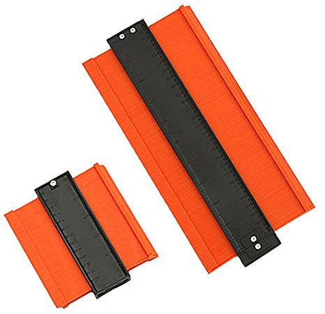2 Pezzi Strumento Contorno, Strumento per la Misurazione Profilo, Duplicatore, Calibro di Contorno, per Misurare Angoli, Progetto di Lavorazione del Legno, Piastrelle e Laminato (Arancione)