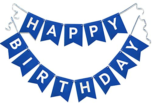 Navy Blue Happy Birthday Banner Nautical Theme Boys Birthday Party Supplies Garland Decorations Birthday Signs Nursery Hanging Decor 13pcs