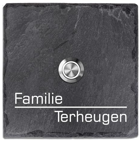 Tomtec Türklingel Schiefer Haustürklingel Klingelplatte Schiefer Klingelschild Design Tomtec 130x130mm