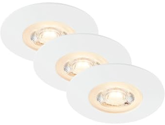BRILONER Leuchten - 3er Set Einbauleuchten Decke LED, Einbaulampen ultraflach, Einbaustrahler Bad, Badeinbaustrahler IP65, Weiß-Matt, 90x25 mm (DxH) 7044-036