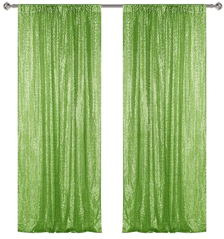 Sugargirl Sfondo con paillettes verde mela, 2 pannelli, 2 x 2 m, sfondo verde mela glitterato, drappeggio, sfondo fotografico, per feste, matrimoni, compleanni, decorazione da parete