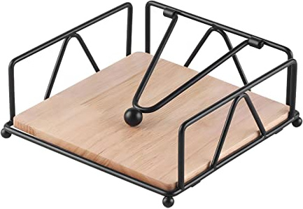 Fourmor Elegante Servilletero Plano con Brazo Dispensador - para Mesa, Cocina, Encimera y Mesa de Exterior - Servilletero Cuadrado de Metal a Cuadros Servilletero