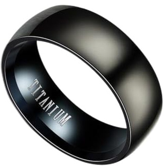 MAGIIE Hombre Anillo de Acero Inoxidable,TITANIUM Anillos 8MM Anillo Negro,Boda Anillo Compromiso Vintage para Hombre (Negro, 30)