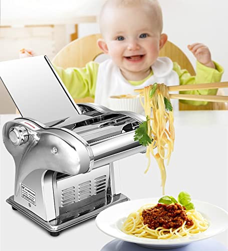 UK Plug Electric Noodle Press Machine Electric Noodle Making Machine,Pasta Maker,Noodle Cutting Machine,Dough Roller Compatible with Home use (Color : 2 Knife, Voltage (V) : 220V)