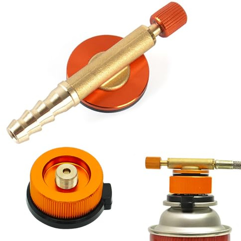 2 Piece Set Valve Caps Camping Gas Refill Adapter and Adaptor for Butane Canister - Universal Brass Bottle Adaptor for Screw Gas Cartridge
