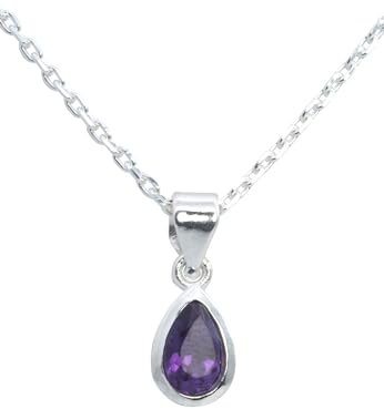 mantraroma echt Silberkette mit Amethyst lila Edelstein Damen Kettenanhänger 925 Sterlingsilber Halskette Geschenk (AK1-171-51-55)