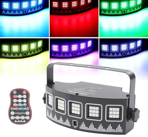Discolicht Partylicht, 7 Farben LED RGB Licht DJ Projektor Musikgesteuert DJ Disco Lichter mit Fernbedienung, Sprachsteuerte LED Party Lampe für KTV Bar Familientreffen Hochzeit