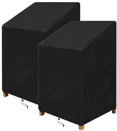 Cowhilan 2 Pack Gartenstuhl Abdeckungen wasserdicht, Outdoor Stapelstuhl Abdeckung 210D Oxford Stoff Patio Schutzhülle für stapelbare Stühle