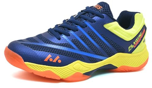 JiuQing Badmintonskor för män Lättviktsvolleyboll Tennisskor Sneakers Andas Anti-Slip,Green,43 EU