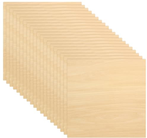 MAHIONG 20 PCS 25cm Square Basswood Sheets, 3mm Thin Balsa Wood Boards, Unfinished Natural Plywood Sheets for Crafting, Woodworking, DIY Projects