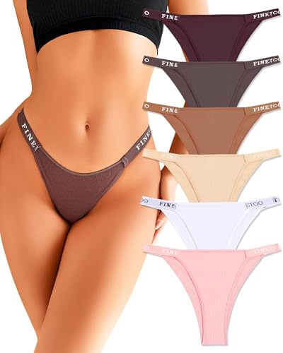 FINETOO Slips Brésiliens pour Femme Culotte Coton Respirant Slip Stretch sous-VêTement Sexy Chic Multi-Pack S-XL