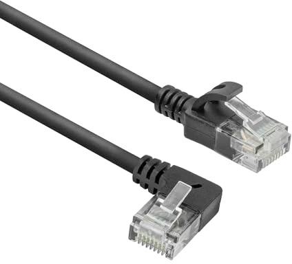 ACT CAT6A LAN Kabel Dünn U/UTP, 90° gewinkelt links, 2M - DC1902 | Netzwerkkabel 3,6mm, LSZH, für Datenzentren