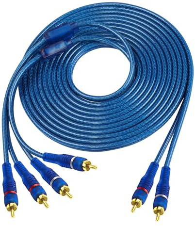 MEIRIYFA RCA Car Audio Cable Y Splitter Adapter Cord 2 Channel to 4 Channel RCA Car Audio Interconnect Cable 2 Male to 4 Male Twisted Pair Cable OFC Full Shielded with Noise Reduction (5M)
