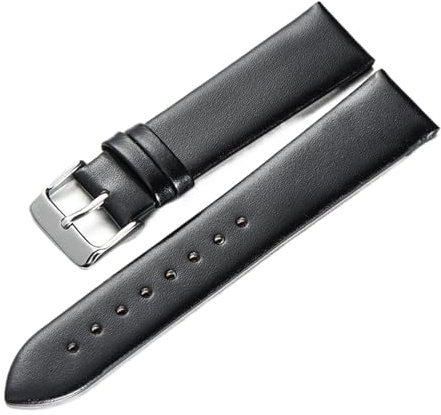 Chlikeyi Armband 13–24mm, ultradünn, Leinwandbindung, Ersatz-Uhrenkette für Damen, Schwarzes Silber, 16mm