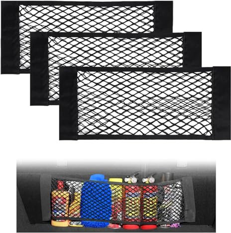 Mauepersu 4 pezzi di rete elastica per bagagliaio auto, 40 x 25 cm, rete per bagagli allungata, bordo elastico che mantiene carichi saldi, rete universale per auto/SUV in nylon