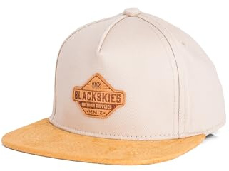 Blackskies® Essentials Snapback-keps för barn | Justerbar barnbasebollkeps för pojkar och flickor, snygg mössa, cool mössa, födelse, dop, basebollkeps, skärmmössa, beige-brun, M