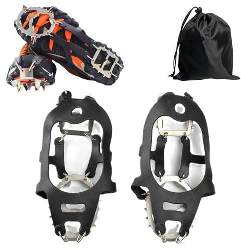 Xiuyer Spikes für Schuhe Winter, Steigeisen, Grödel, Spikes für Schuhe Winter Damen, Anti-Rutsch Schuhspikes, Steigeisen für Bergschuhe, Perfekt für Walking, Joggen, Klettern und Wandern