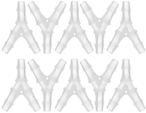PATIKIL 10Pz Raccordo Portagomma T Plastica 1/4 Uguali Forma Y Trasparente | Giunto 3 Vie Splicer Mender Adattatore Unione Incrocio Diviso, per Tubi Aria Acqua Carburante Gas Liquido