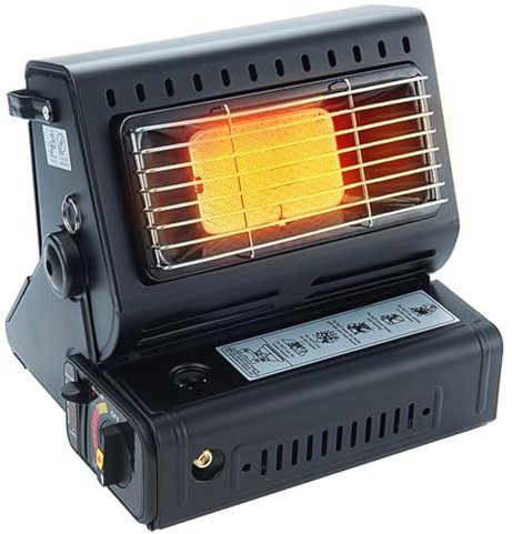 QUTBAG Portable Gas Heater, 2 in 1 Outdoor Camping Heater with 2 Heat Modes, Butane Burner Warmer with Temperature Adjustable, for Camping Fishing Caravan Hiking black