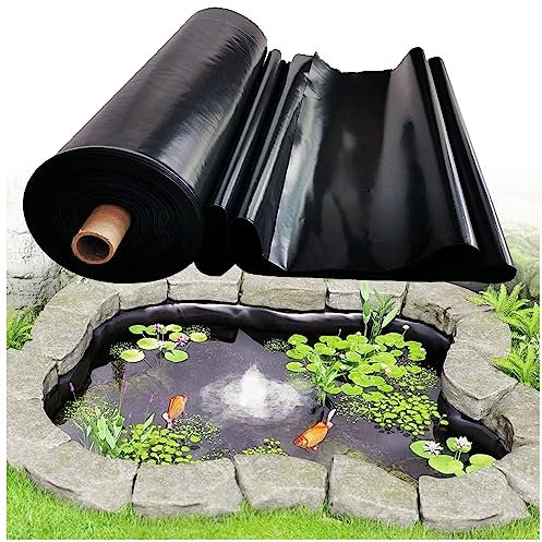 Flexible schwarze Teichfolie, 4,5 x 4,0 m, wasserdichte Fischteichmembran für Gartenpool, 0,12 mm Dicke, langlebige Landschaftsfolie