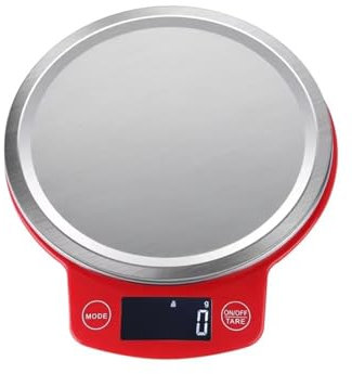 YIORYO Bilancia da Cucina Digitale, Bilancia da Cucina in Acciaio Inossidabile, 6 unità con Funzione Tara, Display LCD, Perfetta for preparare pasti, Cucinare e cuocere al Forno, Rosso(5kg 1g)