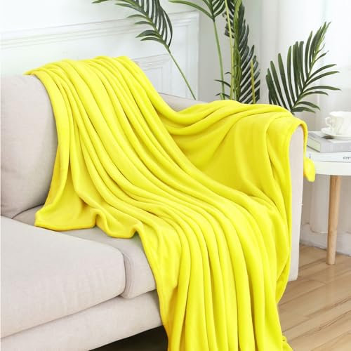 GAIFNAG Kuscheldecke Decke Sofa Strickdecke 120 x 200 cm Extra Weich, Warme Gemütliche, Pflegeleichte Wohndecke Warm Winter Weich für Tiefen Schlaf Und Bessere Erholung, Gelb