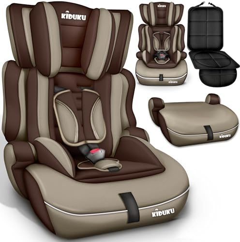 KIDUKU® Kindersitz 9-36 kg (1-12 Jahre) mit Kindersitzunterlage ECE R129/03 | Autositz Gruppe 1/2/3 für 76-150 cm | Autokindersitz höhenverstellbare Kopfstütze | Kinderautositz 5-Punkt-Gurt mtwachsend