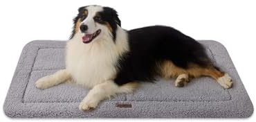 Joydeco Hundematte 104x71cm - Reversibles waschbares Hundebett mit weichem Fleece, Flache Unterlage für Hundebox & Käfig - Für große, mittlere & kleine Hunde- Grau