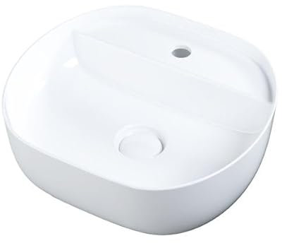 Barbottina Lavabo da appoggio in ceramica bianca con foro modello DRV 40 cm