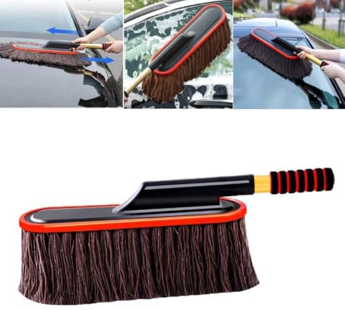 Car Duster - Duster Brush,Cotton Thread Wax Mop Car Duster Exterior Scratch Free,Extendable Car Cleaning Brush with Adjustable Handle,Soft Microfiber Detailing Brush for Truck,SUV,Vehicles Home