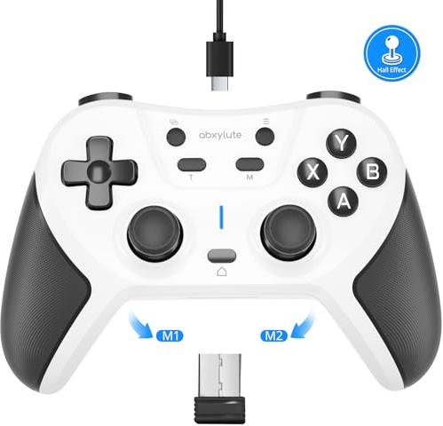 abxylute C5P Wireless Gaming Controller for PC/Switch/iOS/Android/PS3/PS4/Steam/MAC, 2.4 GHz Hall Effect Stick & Trigger Turbo-Remappable Back Buttons Rubberized Grip Console Layout Gamepad Vibration