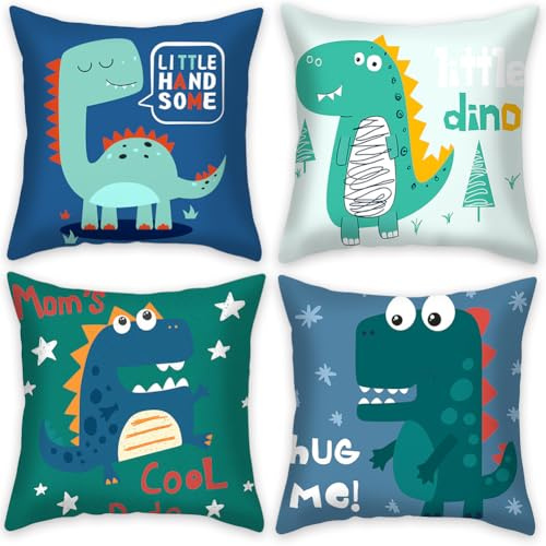Danbghyuo Fundas de Cojines Infantiles,Fundas de Cojín Animales Infantiles,Funda de Almohada Decorativa de Dinosaurio Infantil de 45 x 45 cm,para Sala de Estar,Sofá,Cama,Fundas de Almohada