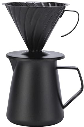 Fluxioxtna Cafetera de goteo manual de acero inoxidable 304 de 600 ml, servidor de café profesional para verter sobre taza de café para oficina o viajes