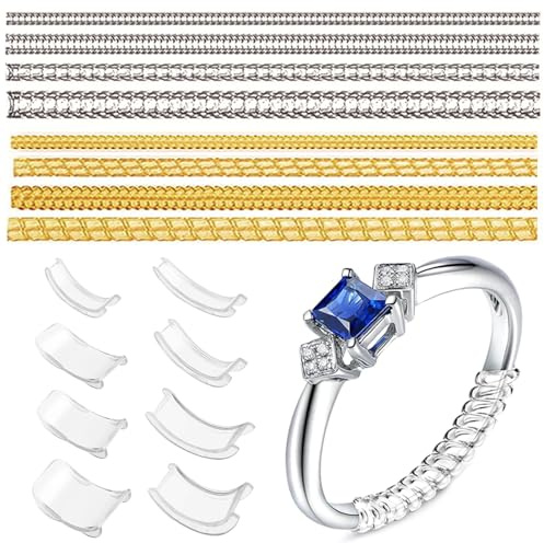 HhBdy 16 Pièces Ajusteur Bague Invisible, Reducteur Bague Spirale Baguier Plastique, Baguier Mesure Doigt Français Ajustement, Ring Sizer Universel pour Hommes et Femmes