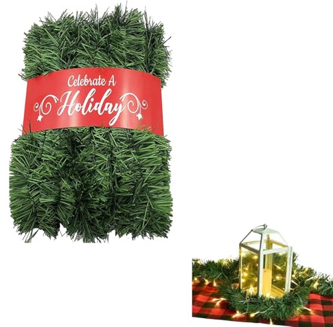 Eruceky Ghirlanda Albero di Natale, Ghirlanda Natalizia Artificiale, per Casa Interni ed Esterni Fai da Te(5M)