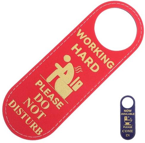 CLISPEED Double Sided Funny Toilet Door Hanger Sign Blue PU Print Occupied and Vacant Bathroom Door Sign for Home Office and Restroom Privacy Indicator