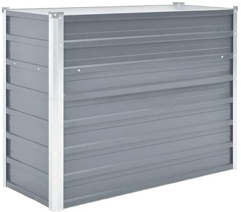 Aiuola rialzata da giardino in acciaio zincato, 100 x 40 x 77 cm, colore grigio, durevole e resistente alle intemperie, ideale per giardino e balcone