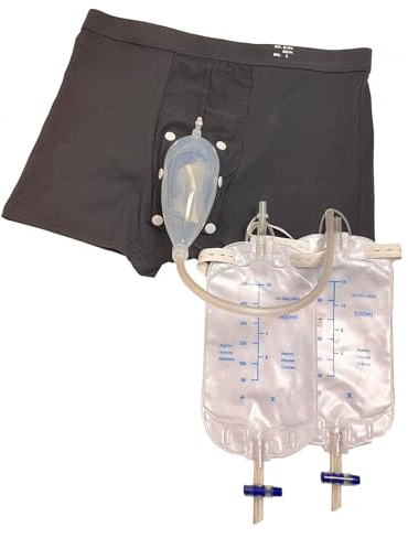 Catéter externo for hombres, bolsa for catéter en la pierna, ropa interior for incontinencia, for orina masculina con colector antiderrames y drenaje urinario (M)(M)