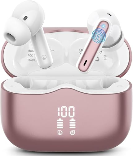xinwld Cuffie Bluetooth 5.4 In Ear, Auricolari Bluetooth 3D Bass Stereo con 4 Mics ENC Cancellazione Rumore, Cuffie Wireless LED USB-C, IP7 Impermeabili Cuffiette Senza Fili