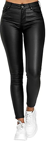 Svuitmsl Women Wet Look Leggings High Waisted Faux PU Leather Trousers Solid Color Stretchy Slim Fit Pants with Pockets (B-Black, XL)