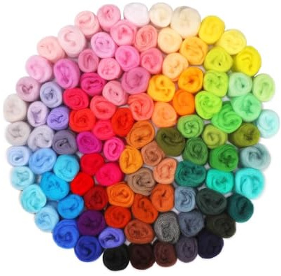 300g Multicolor Filzwolle Set: Filzwolle 100 Farben Set, Vielseitig Premium Merinowolle, Nassfilzen Trockenfilzen, Wolle Roving für Trockenfilzen, Für Bastelprojekte Und DIY Handwerk Starter Kit