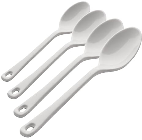 LACOR klassischen einfarbigen 63600 – Löffel Melamin, 17 cm, weiß (Packung mit 4)