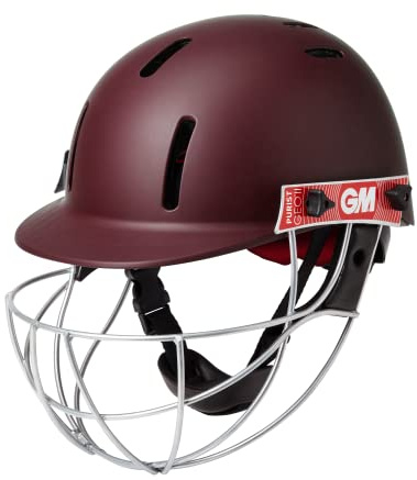 Gunn & Moore GM Purist GEO II Cricket Batting Helmet, BSI Approved, Geodesic Ultra-Strong Grille, Maroon, Junior Small 520 - 550 mm