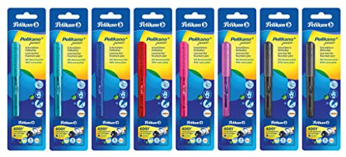 Pelikan Pelikano-Füller Junior, Feder A (für Anfänger), für Rechtshänder, 6 Farben sortiert (keine Farbauswahl möglich!), 1 Stück