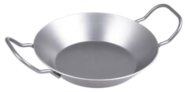 chg Set 338-62 - Poêles en fer Schlemmer, Ø 24 cm avec plateau en bois de hêtre, Ø 20,5 cm, fabriqué en Allemagne, fer, 1,2 l, argent