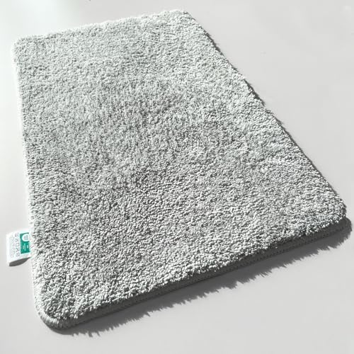 casa pura Badematte weicher, Flauschiger Badezimmerteppich in Shaggy Optik, Badvorleger rutschfest waschbar - Duschvorleger, Teppich Fußmatte für Badezimmer, Dusche 60x100 cm, Silbergrau Sky Soft