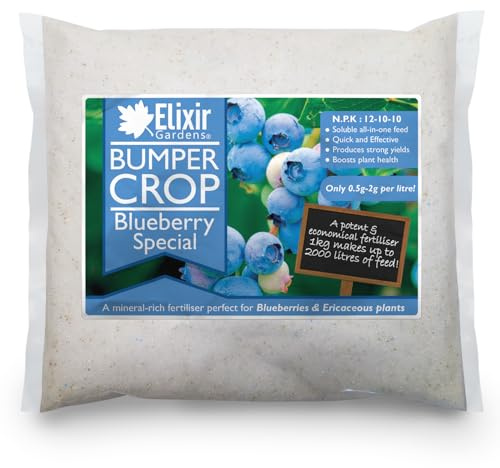 Elixir Gardens Bumper Crop Blueberry Special Fertiliser | Soluble Feed for Blueberries, Raspberry & Strawberry Plants | 1kg - 20kg Supplied in Bag or Tub | NPK 12-10-10+ 4 | 10kg Polythene Bag