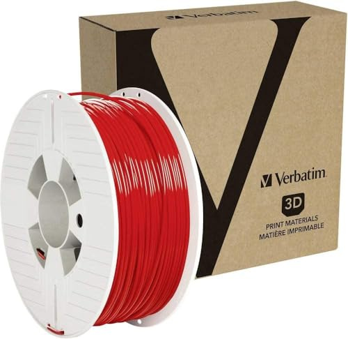Verbatim PET-G-filament 3D-tryck, 2,85 mm, 1 kg, polyetentereftalat-glykolfilament för materialextrusion, för 3D-skrivare och 3D-penna, filament för 3D-skrivare av PET-G, röd