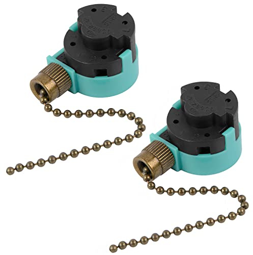Interruptor de ventilador de 3 velocidades ZE-268S6 con 4 cables, Conmutador para ventilador de techo, ventiladores de techo, luces de armario, lámparas de pared (2 unidades, bronce)