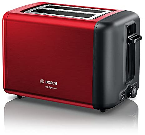 Bosch - Tostador corto, DesignLine, Función Descongelación y Calentamiento, Rojo, TAT4P424